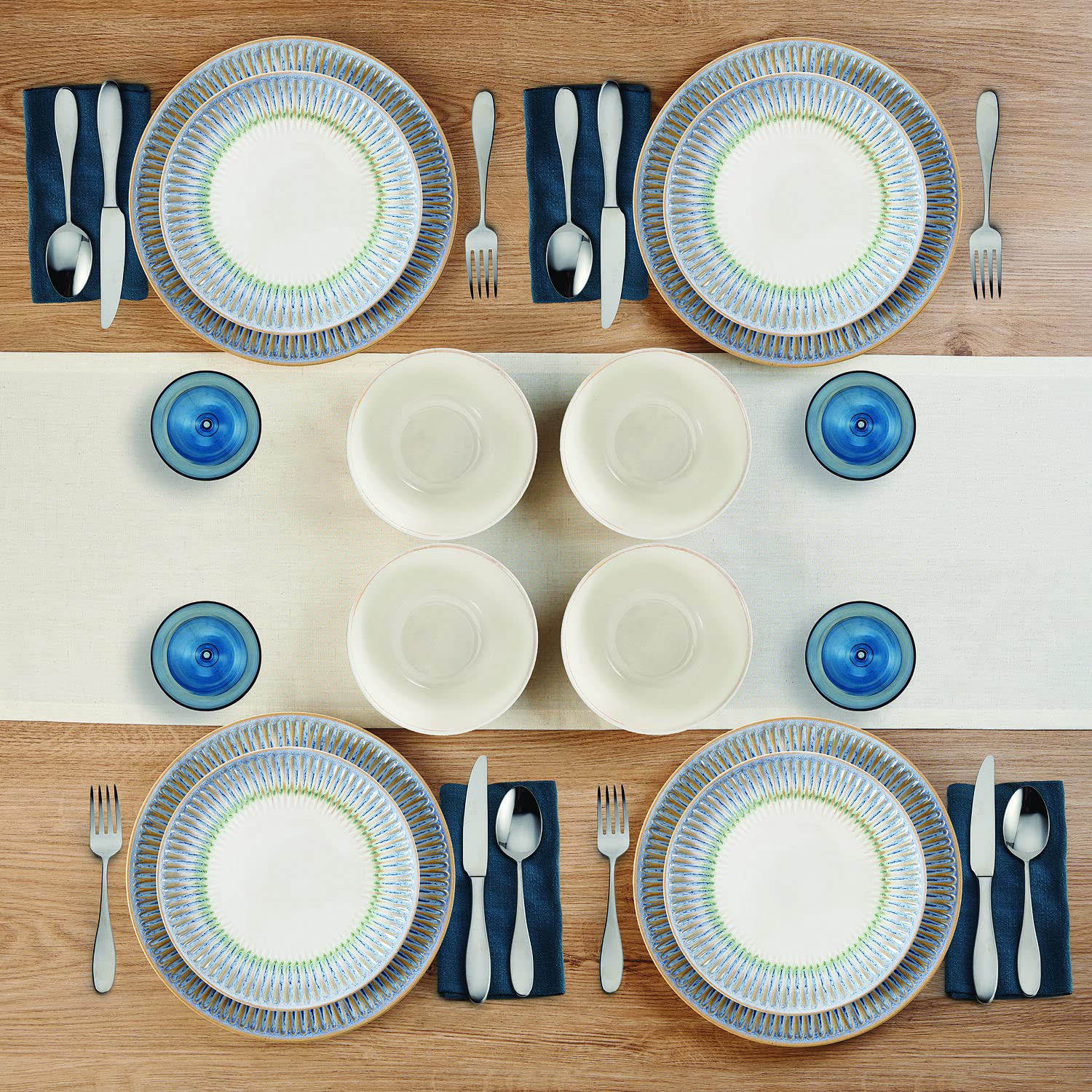 Pfaltzgraff Hensley Blue 12 Piece Dinnerware Set, Service For 4