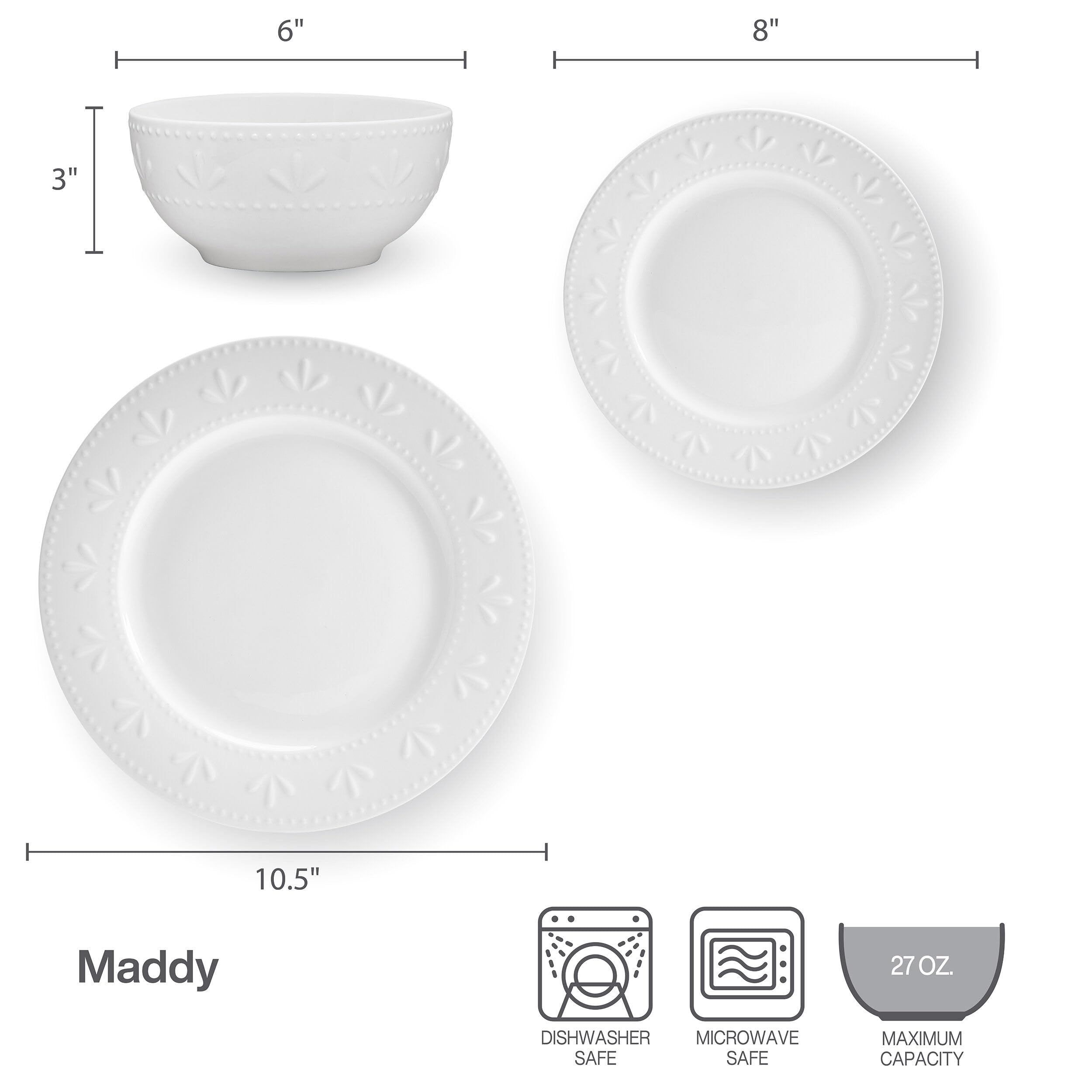 Pfaltzgraff Maddy 12 Piece Dinnerware Set, Service for 4