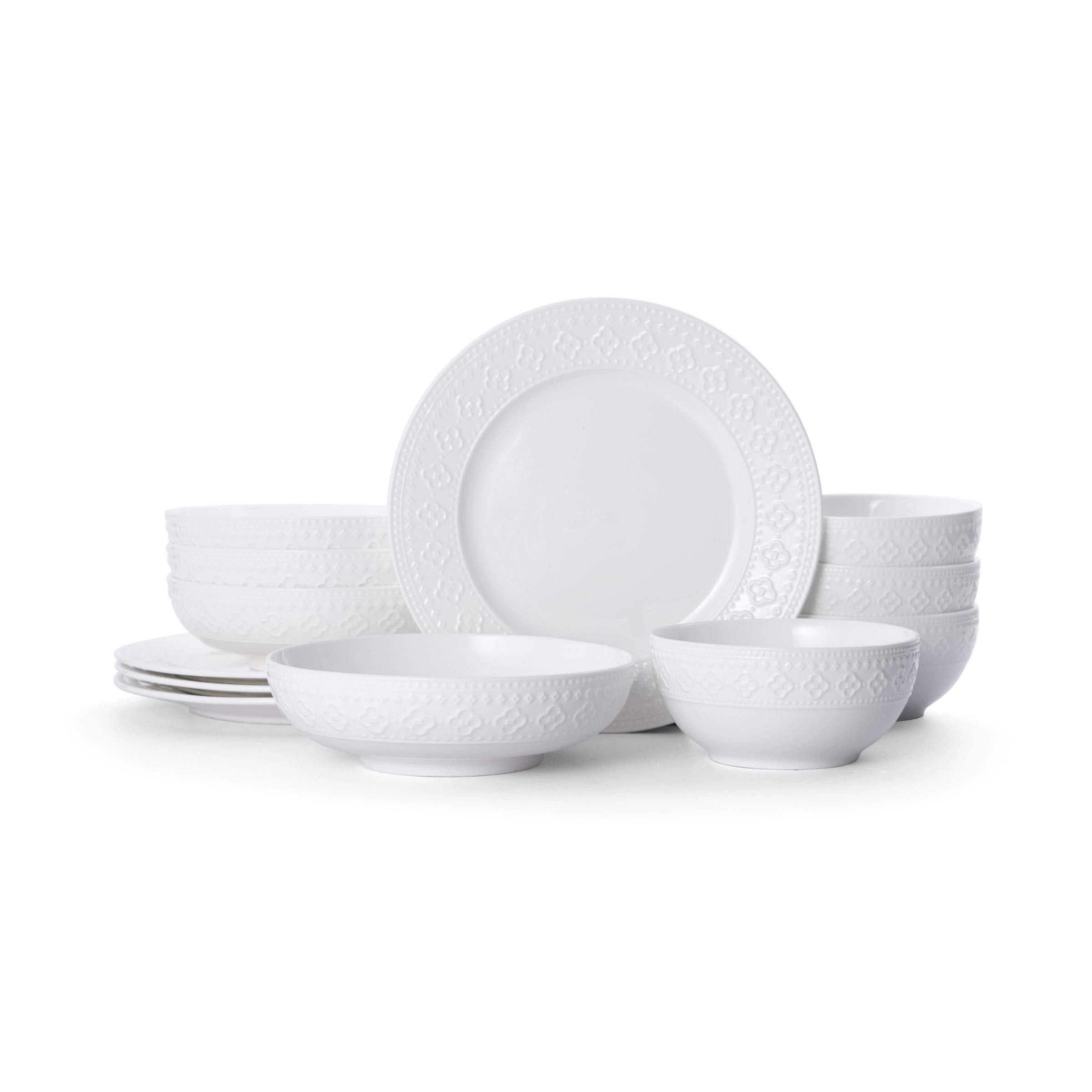 Pfaltzgraff Haisley 12-Piece Dinnerware Set, White