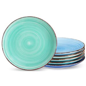 vancasso Bonita Salad Plates, 8.5 inch Small Dinner Plates Set, Ceramic Dessert Plate Serving Dishes set of 6, Microwave, Oven and Dishwasher Safe, Assorted Color