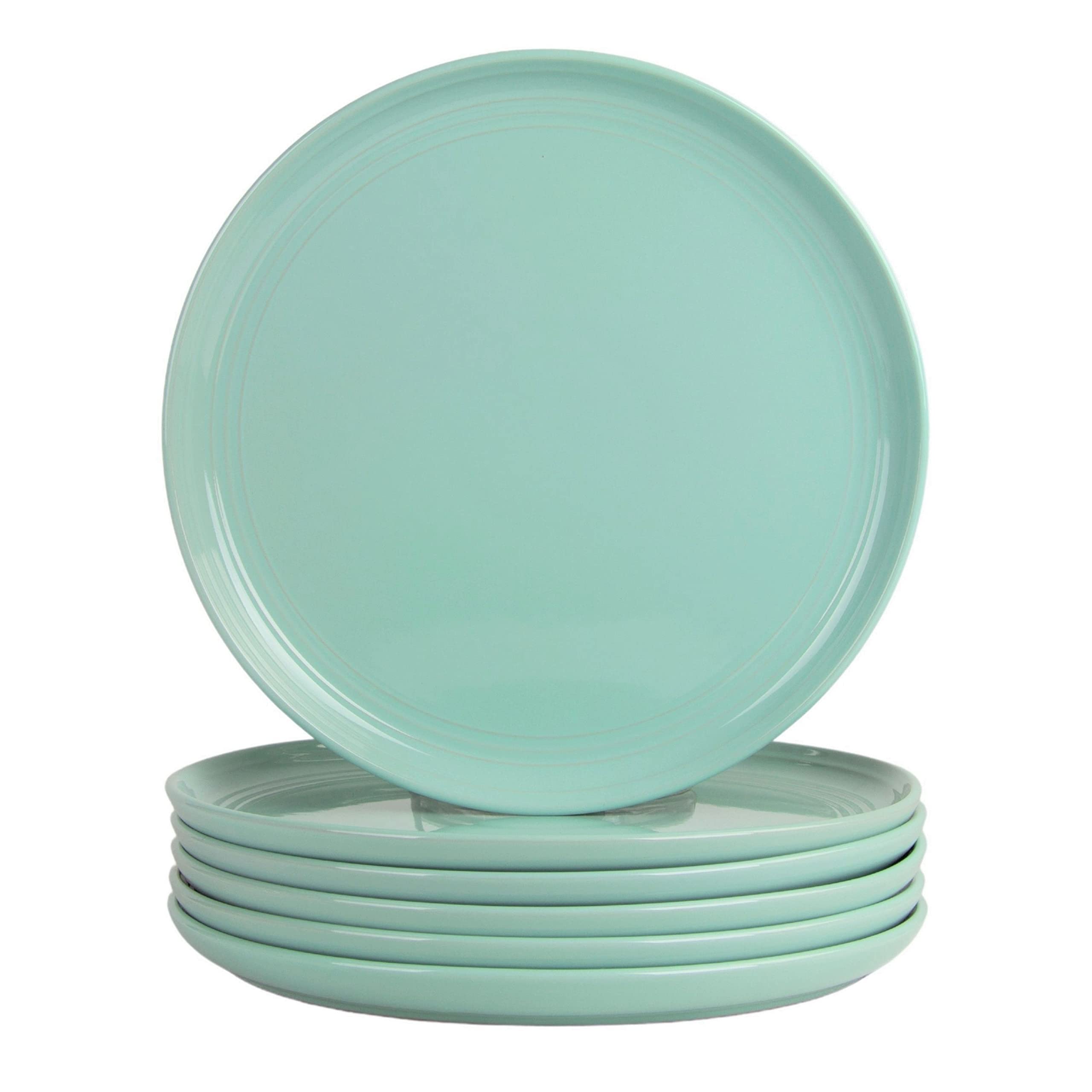 Double Line 10.5" Dinner Plate, Set of 6, Seafoam