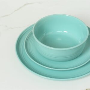 Double Line 10.5" Dinner Plate, Set of 6, Seafoam