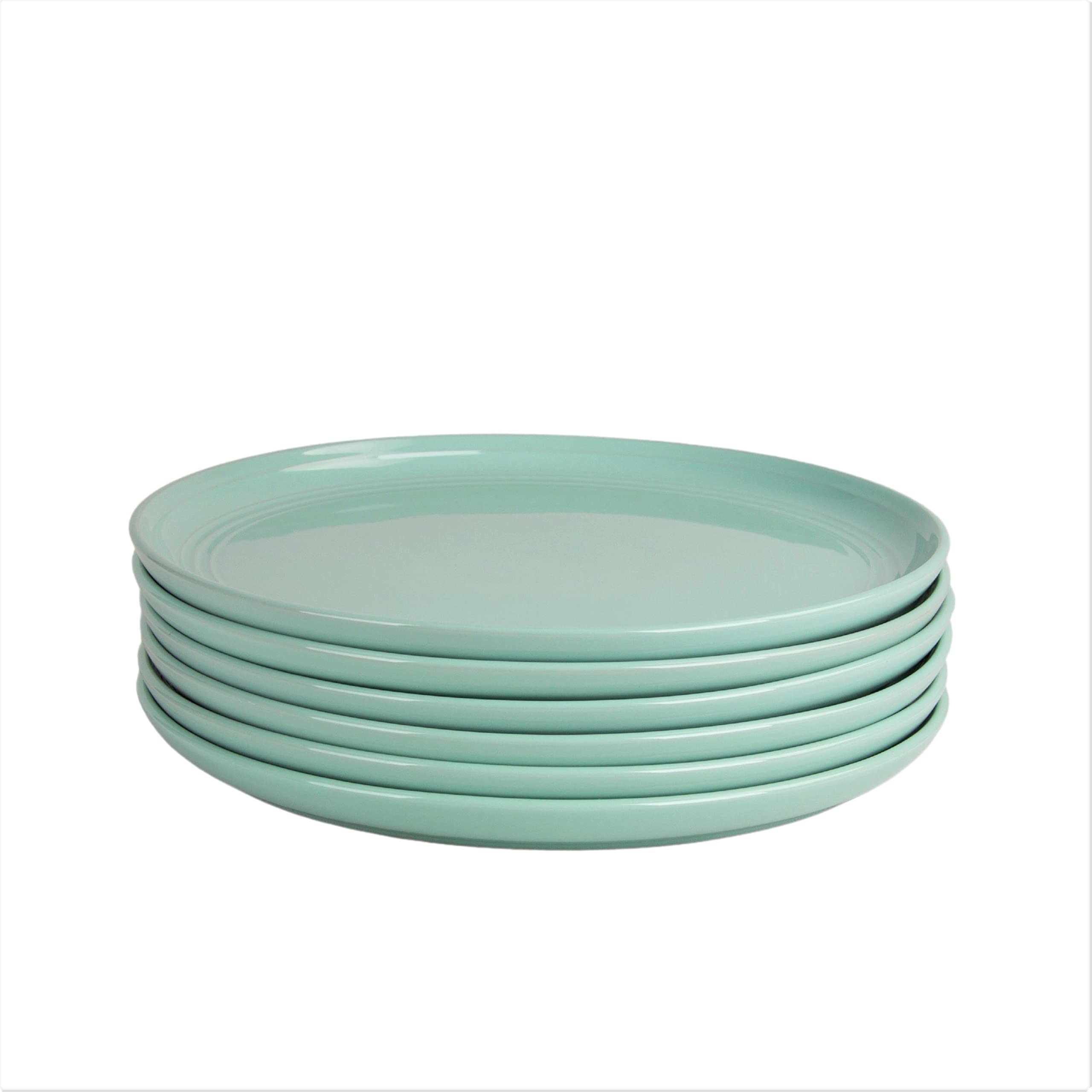 Double Line 10.5" Dinner Plate, Set of 6, Seafoam