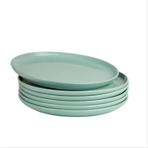 Double Line 10.5" Dinner Plate, Set of 6, Seafoam