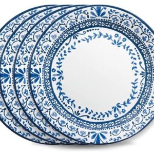 Corelle Vitrelle 4-Pieces 10.25" Glass Dinner Plates, Chip & Crack Resistant Glass Dinnerware Set Plates, Portofino