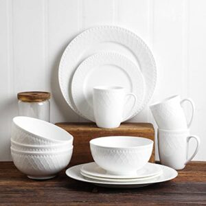 Stone Lain Alexandria 32-Piece Dinnerware Set Bone China, White