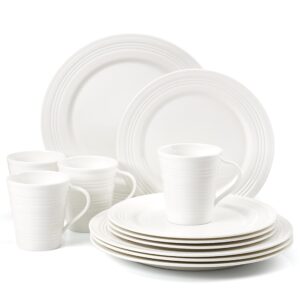 lenox tin can alley 4 degrees 12-piece dinnerware set, white - l-100, 14.75 lb, service for 4