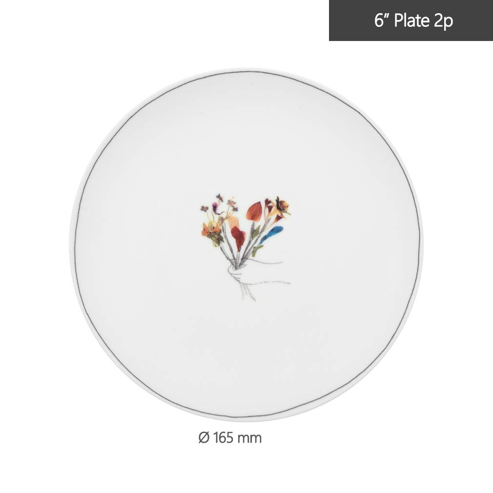 Hankook Chinaware Bouquet of Flowers Dining Set for 4, Dinnerware, Korean Fine Bone-China, Dojagi