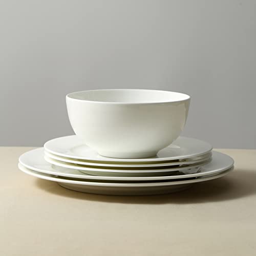 Stone Lain Aria Bone China 12-Piece Dinnerware Set, White