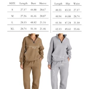 AUTOMET Womens Winter 2 Piece Thanksgiving Outfits Long Sleeve Sweatsuits Half Zip Sweatshirts with Sweatpants