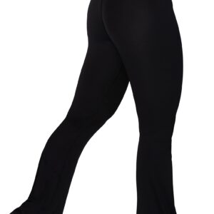 Sunzel Flare Leggings, Crossover Yoga Pants with Tummy Control, High-Waisted and Wide Leg, 30" Inseam, Black Large