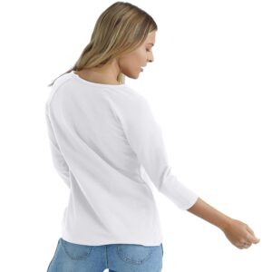 Hanes Women's Stretch Cotton Raglan Sleeve Tee, White, 2X Large