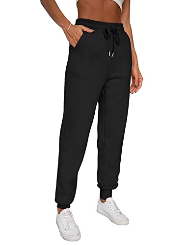 Yeokou Women's Warm Sherpa Lined Athletic Sweatpants Jogger Fleece Pants (Medium, Black)