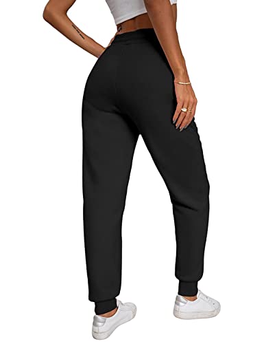 Yeokou Women's Warm Sherpa Lined Athletic Sweatpants Jogger Fleece Pants (Medium, Black)