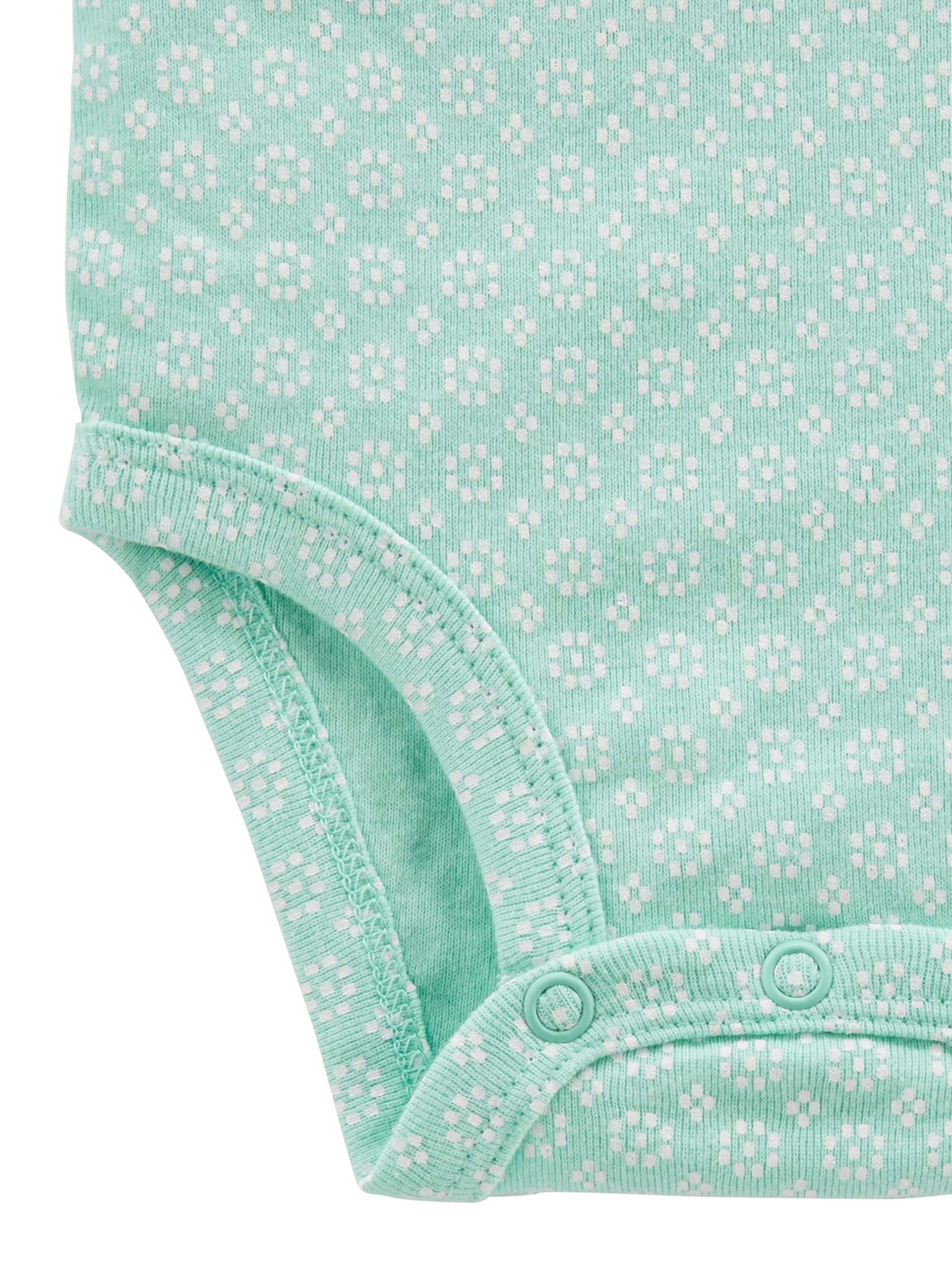 Simple Joys by Carter's Baby Girls' 5-Pack Long-Sleeve Bodysuit, Mint Green/Navy Dots/Pink/Butterflies/Floral, 18 Months