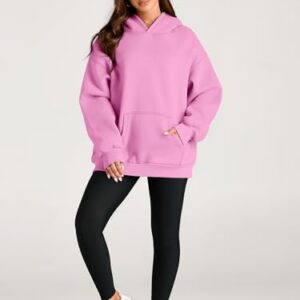 Trendy Queen Preppy Clothes Womens Pullover Sweatshirts Cute Oversized Y2k Hoodies Fleece Long Sleeve Sweaters Loose Casual Pullover Fall Outfits Winter Fashion 2024 Pink