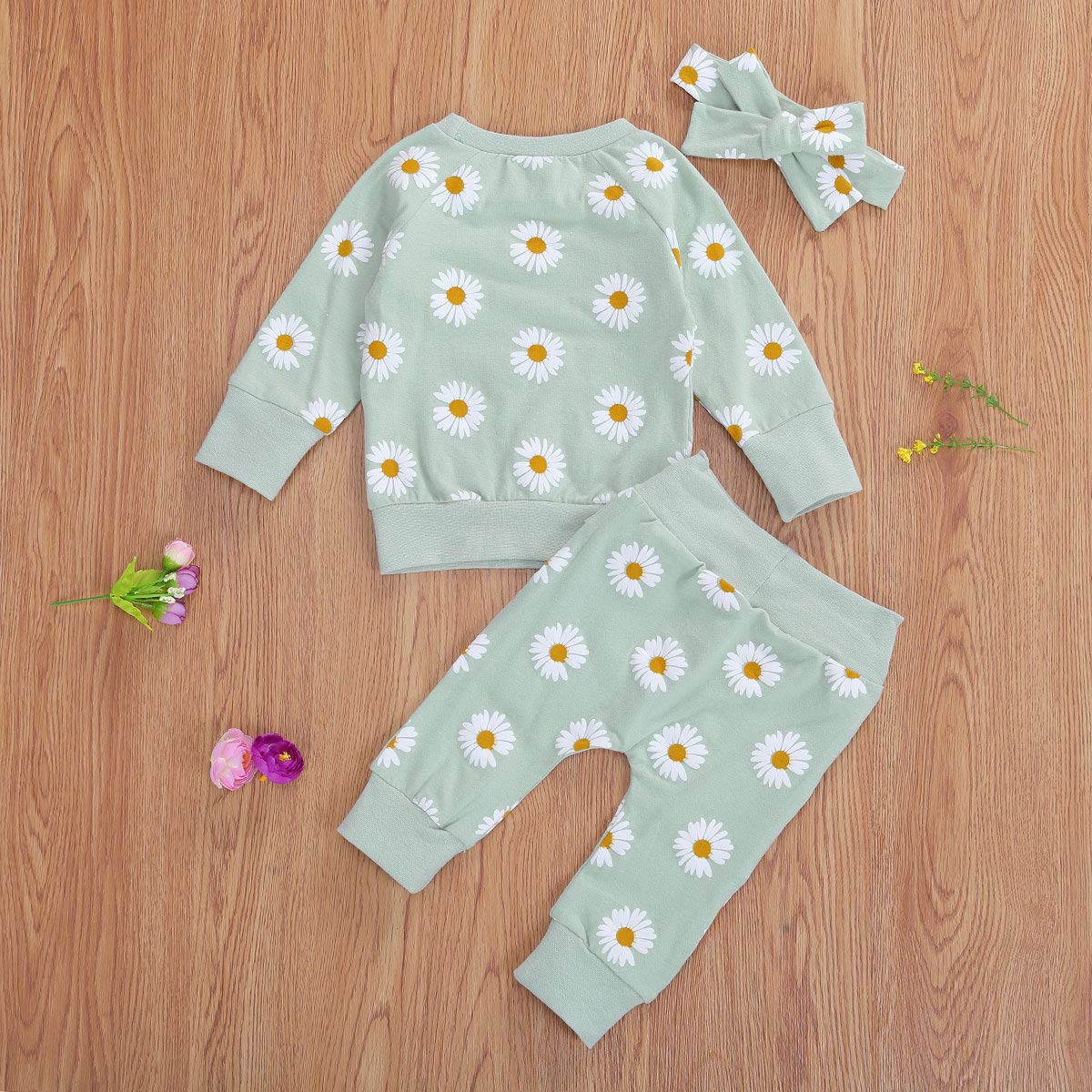 Newborn Infant Baby Girl Clothes Set Long Sleeve Sweatshirts Tops Pants Outfits Clothing Gifts 3 6 9 12 18 24 Months (Green, 0-6 Months)