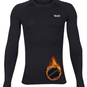 TELALEO Boys' Girls' Long Sleeve Compression Shirts Thermal Fleece Lined Kids Athletic Sports Tops Leggings Baselayer Set L