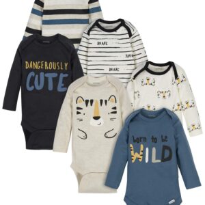 Onesies BrandUnisex Baby6-Pack Long Sleeve BodysuitsTiger Blue12 Months