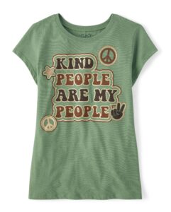 the children's place girls, love, equality short sleeve graphic t-shirts, kind people are my people, medium