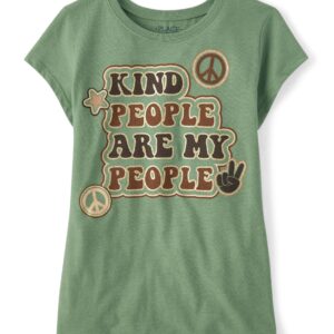 The Children's Place Girls, Love, Equality Short Sleeve Graphic T-Shirts, Kind People are my People, Medium