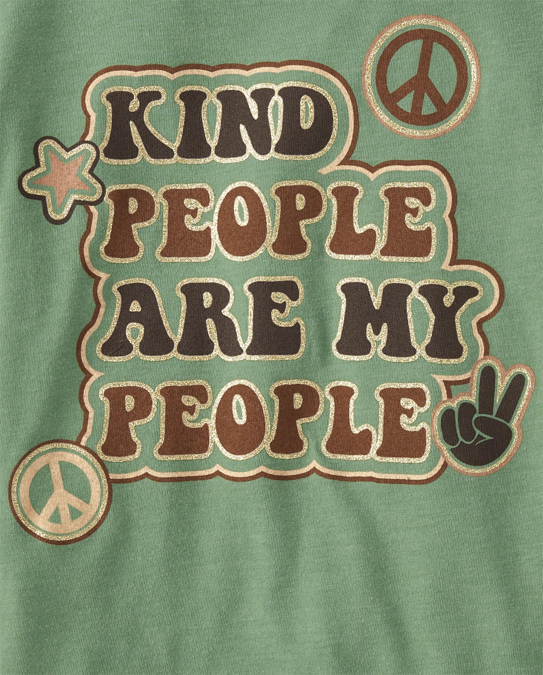 The Children's Place Girls, Love, Equality Short Sleeve Graphic T-Shirts, Kind People are my People, Medium