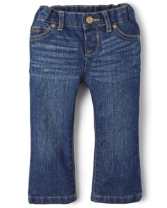 the children's place baby girls and toddler girls basic bootcut jeans, indigo stone, 18-24 months