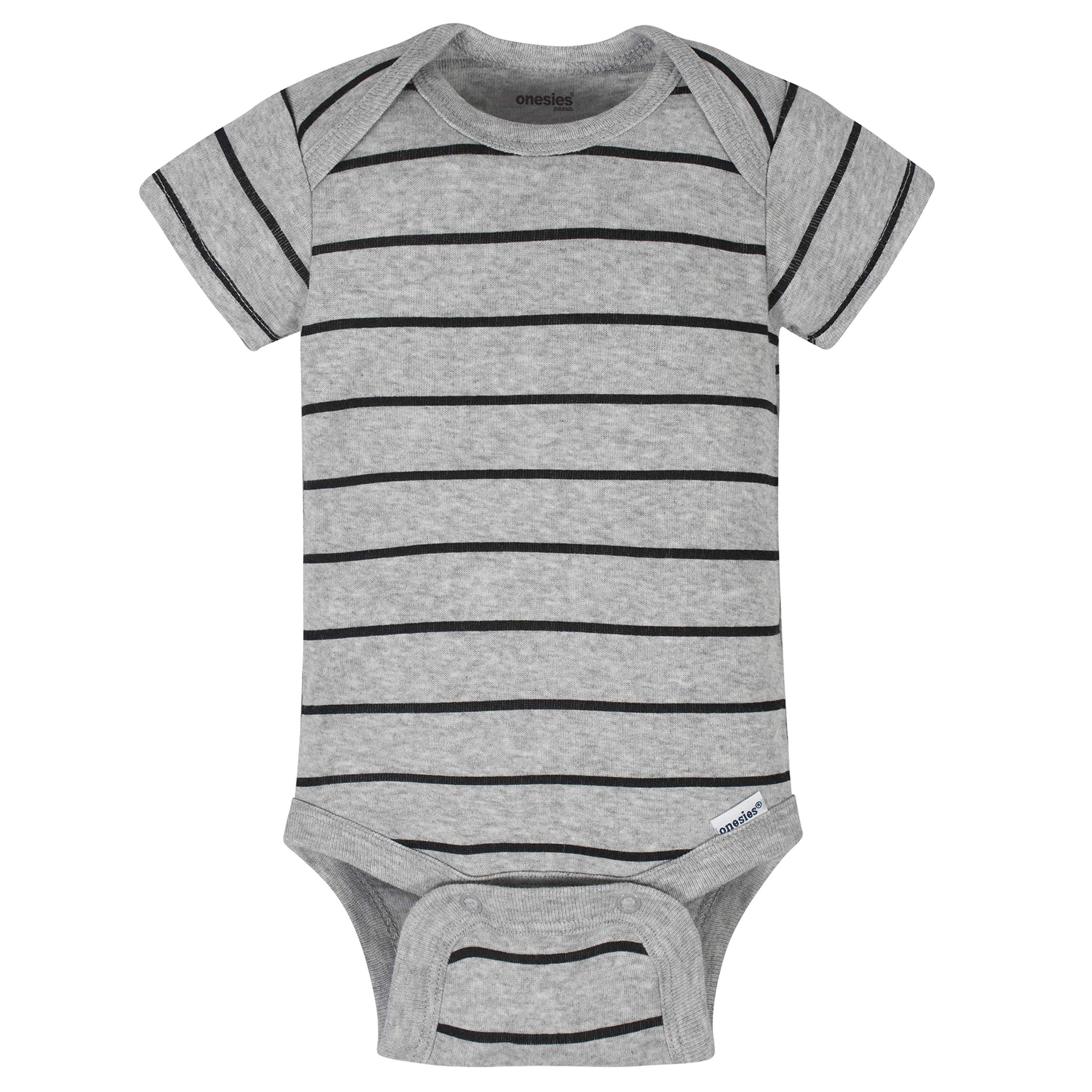 Onesies Brand Baby Boy's 8-Pack Short Sleeve Mix & Match Bodysuits, Grey Hungry, 6-9 Months