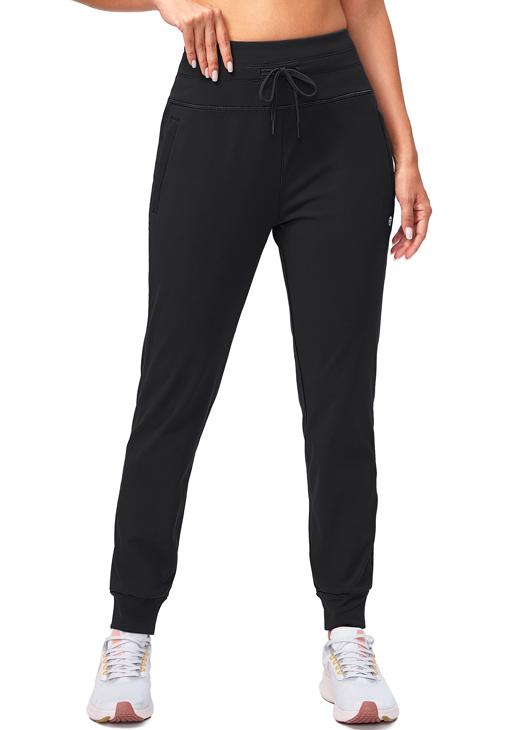 G Gradual Women's Fleece Lined Joggers High Waisted Water Resistant Thermal Winter Sweatpants Running Hiking Pockets (Black, S)