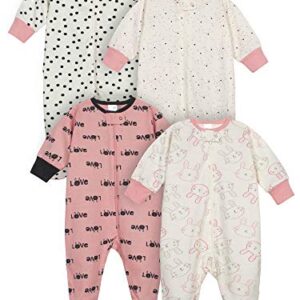 Onesies Brand Baby Girls' 4-Pack Sleep 'N Play Footies Multi Pack, Bunny Pink, Newborn