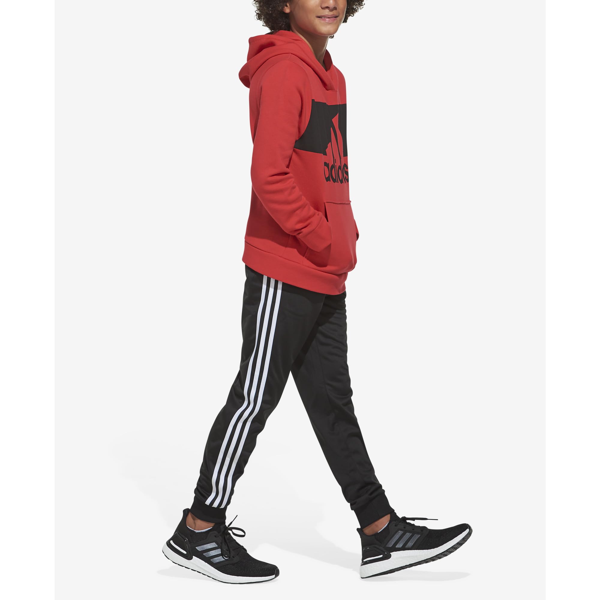 adidas Boys' Big Active Sports Athletic Tricot Jogger Pant, Iconic Black, M 10/12