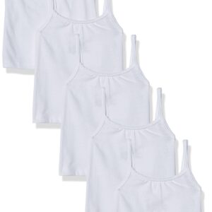 Hanes Girls' Camisole, 100% Cotton Tagless Cami, Toddler Sizing, Multiple Packs & Colors Available, White-5 Pack, 2-3T