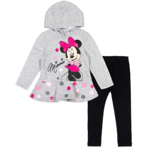 Disney Minnie Mouse Toddler Girls Pullover Fleece Hoodie & Leggings Heather Grey 4T