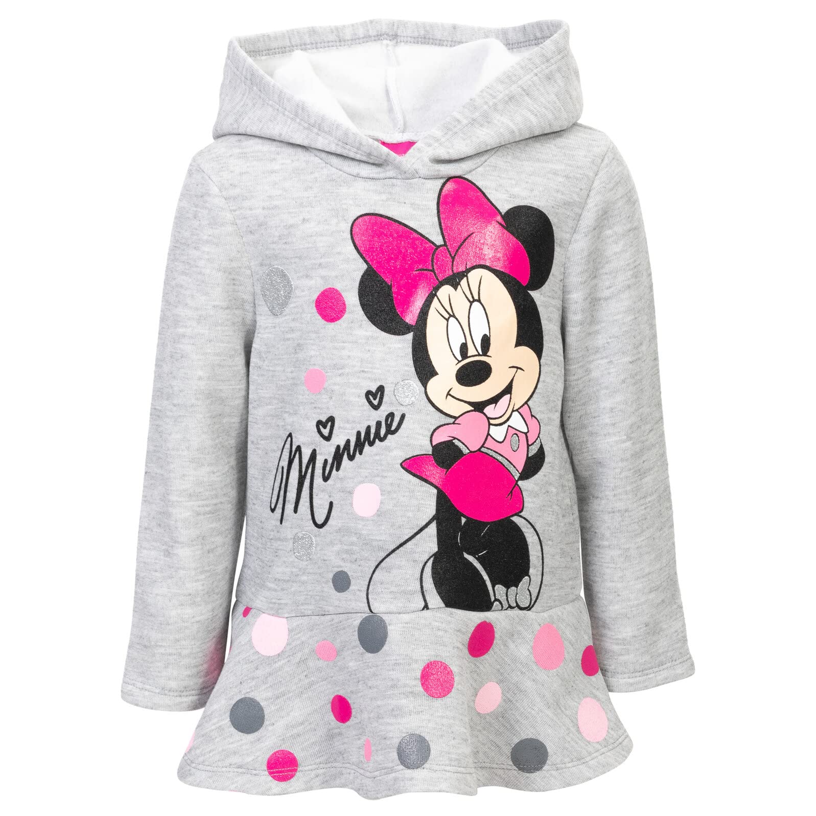 Disney Minnie Mouse Toddler Girls Pullover Fleece Hoodie & Leggings Heather Grey 4T