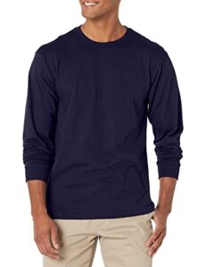 soffe men's long-sleeve cotton t-shirt, navy, large