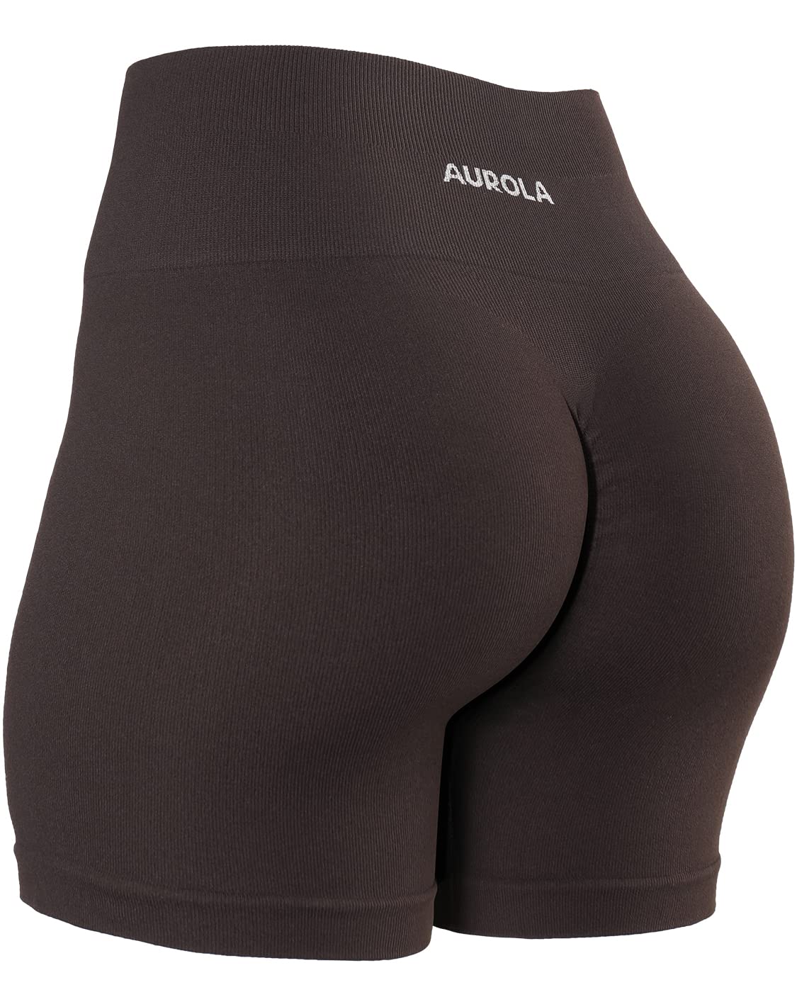 AUROLA Power Scrunch Butt Workout Shorts for Women Seamless Gym Shorts High Waist Tummy Control Yoga Biker Shorts,Chocolate Torte,M