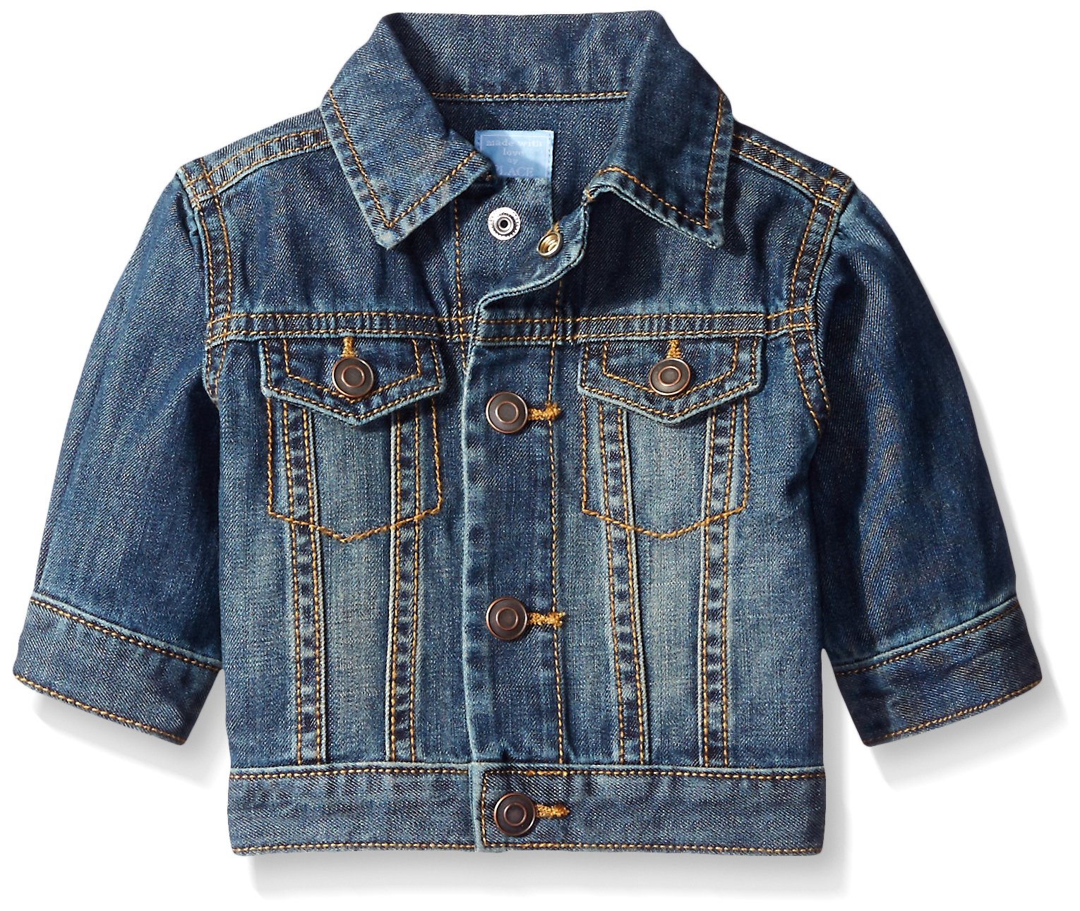 The Children's Place Baby Toddler Boys Denim Jackets, Dark Wear Wash Blue, 6-9 Months