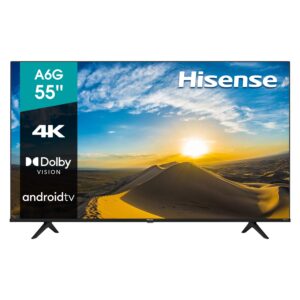 hisense 55a6g 55-inch 4k ultra hd android smart tv with alexa compatibility (2021 model), black, tv only