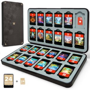 FUNLAB Switch Game Case Compatible with Switch Games & Micro SD Cards, Switch Game Holder Cartridge Case with 24 Game Card Storage - Brown Black