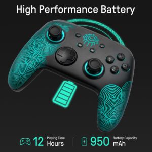 FUNLAB Firefly™ [Luminous Pattern] Switch Pro Controller Wireless Compatible with Nintendo Switch/OLED/Lite, Bluetooth Remote Gamepad with 7 LED Colors/NFC/Paddle/Turbo/Motion Control