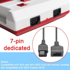 JoFong 7-Pin Controller Extension Cable for 1985 Version NES Controller, Classic Retro Game Console Plug and Play Controller Grip Extension Cable, 1.78M/5.8FT 2-Pack, Note Not for NES Classic (2016)