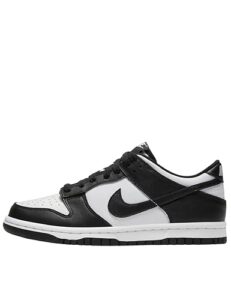 nike boy's dunk low basketball shoe, white/black/white, 6 big kid