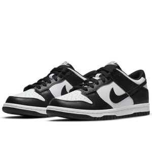 NIKE Boy's Dunk Low Basketball Shoe, White/Black/White, 6 Big Kid