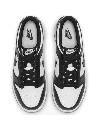 NIKE Boy's Dunk Low Basketball Shoe, White/Black/White, 6 Big Kid