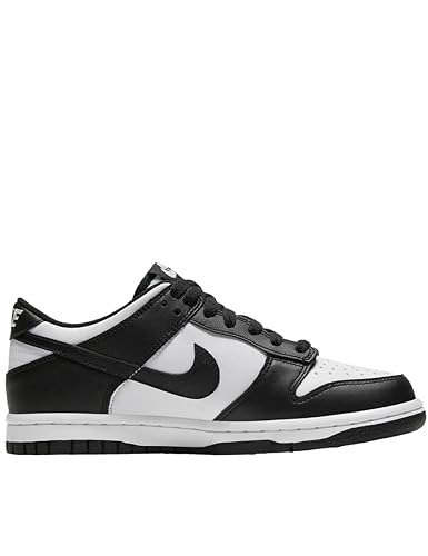 NIKE Boy's Dunk Low Basketball Shoe, White/Black/White, 6 Big Kid