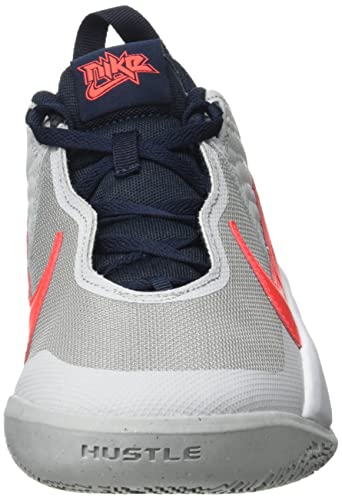 Nike Kid's Team Hustle D10 (GS) Basketball Shoe (7, Light Smoke Grey/Bright Crimson, Numeric_7)