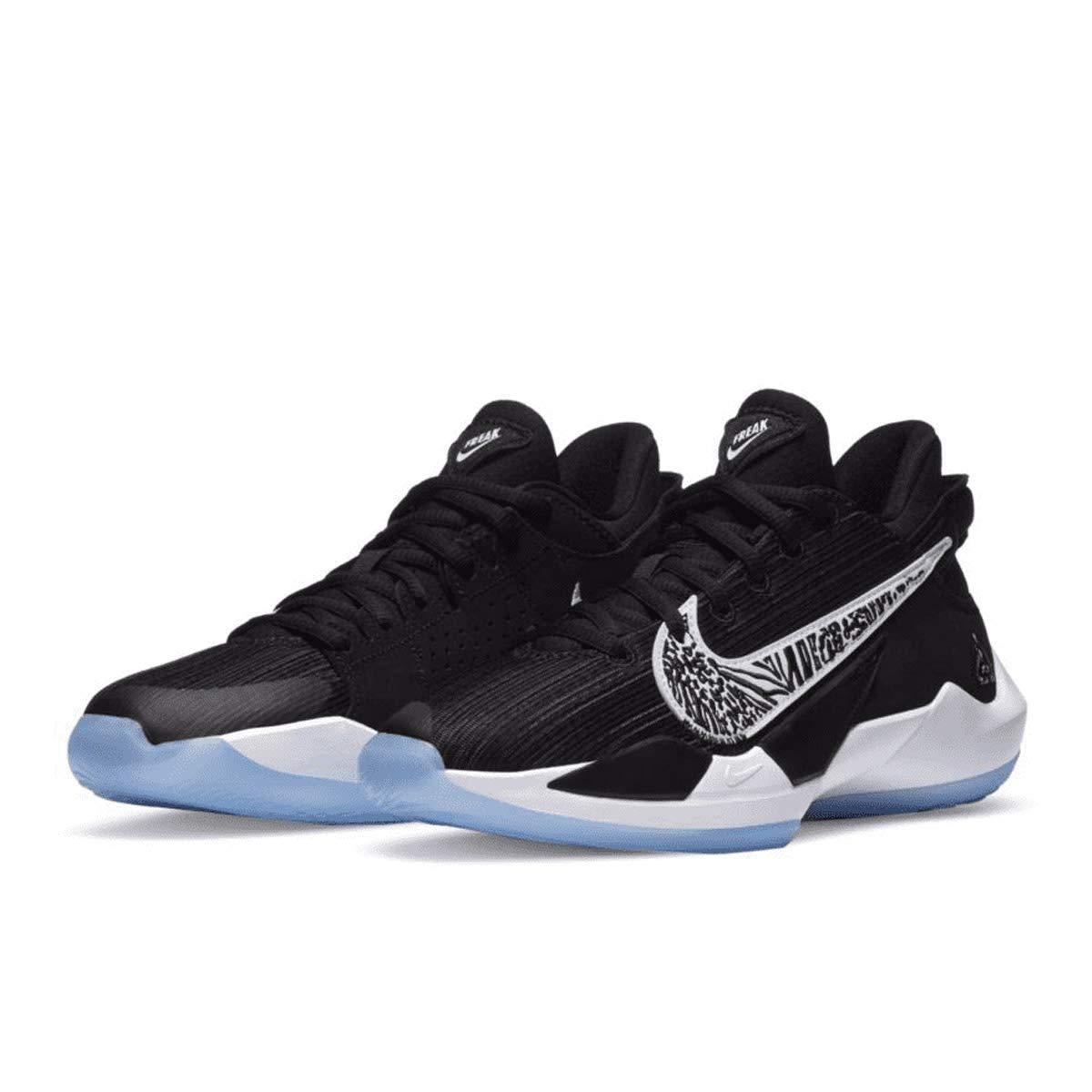 Nike Big Kids Freak 2 Basketball Shoes (Black/White/Off Noir/Solar Flare, Numeric_6)