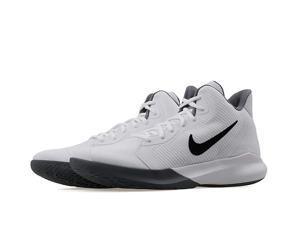 Nike Unisex-Adult Precision III Basketball Shoe, White/Black, 3.5 Regular US