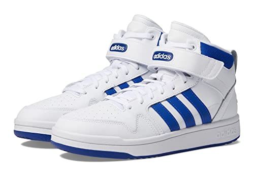 adidas Men's Postmove Mid Basketball Shoe, White/Team Royal Blue/Grey, 9