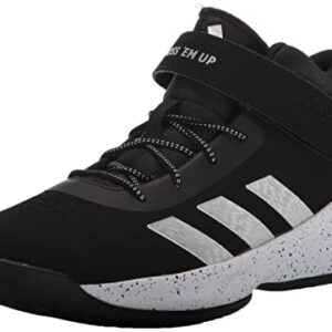 adidas Cross Em Up 5 Basketball Shoe, Black/Silver Metallic/White, 6 Wide US Unisex Big_Kid